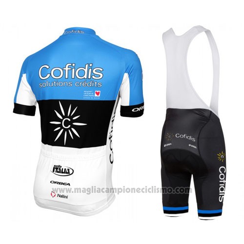 2016 Abbigliamento Ciclismo Cofidis Celeste e Nero Manica Corta e Salopette